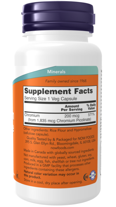 Now Foods - Chromium Picolinate 200 mcg - 100 Capsules – Image 2
