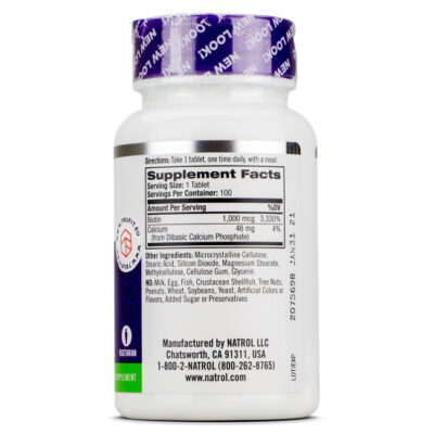 Natrol - Biotin 1000 mcg - 100 Tablets – Image 2