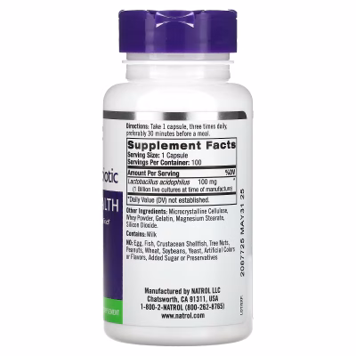 Natrol –Acidophilus Probiotic– 100 Capsules – Image 2