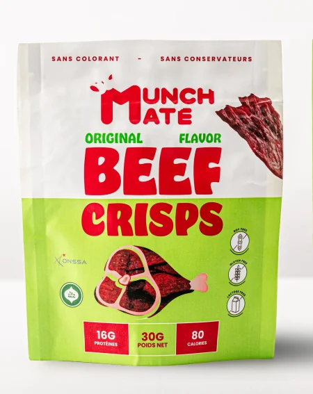 Munch Mate, Original Beef Crisps, 16g protéines